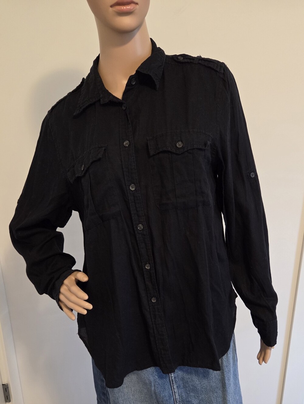 Denim & Suppy Ralph Lauren Expedition Black Lightwight Utility Button Down Shirt